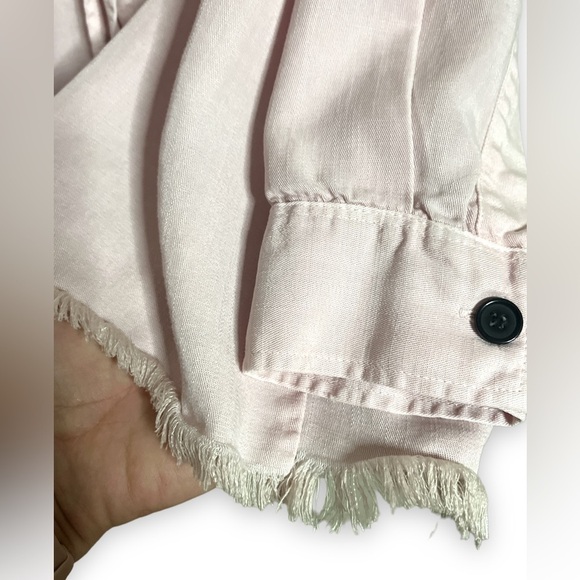 ZARA Women’s button down shirt with frayed hem. Pink size L E-11 - Picture 5 of 5